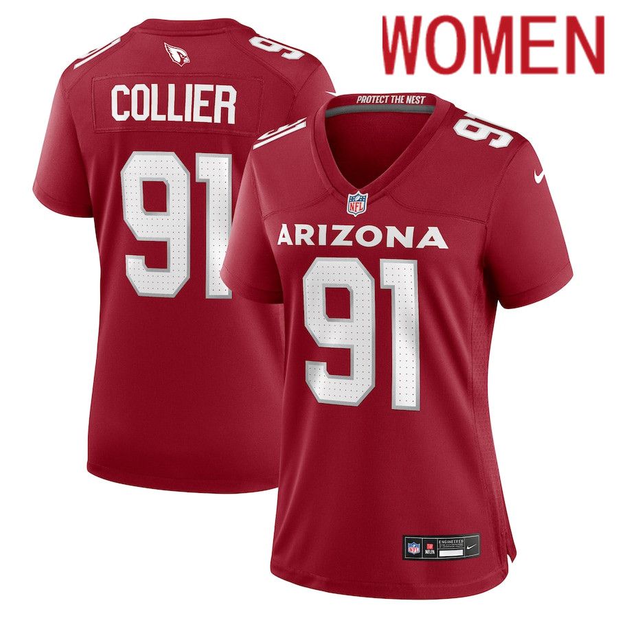 Women Arizona Cardinals #91 L.J. Collier Nike Cardinal Nike Team Color NFL Jersey->->